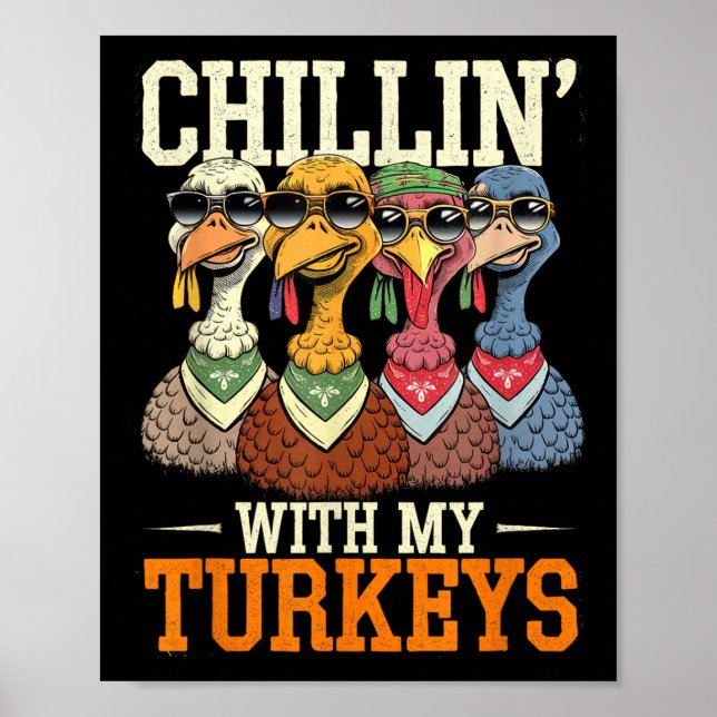 Affiche Famille drôle de Thanksgiving - Chillin avec ma di (Devant)