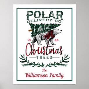 Affiche Famille fraîche polaire d'arbres de Noël de coupe
