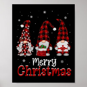 Affiche Famille Gnome Joyeux Noël Rouge Plaqué Noël Hommes