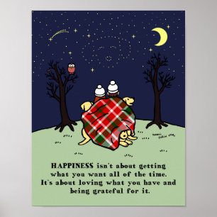 Affiche Famille jaune de Labrador et ciel étoilé