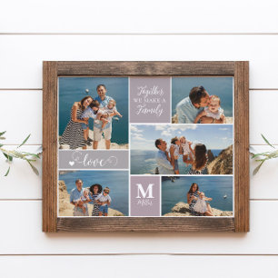 Affiche FAMILLE moderne Collage de photos Monogramme Nom 5