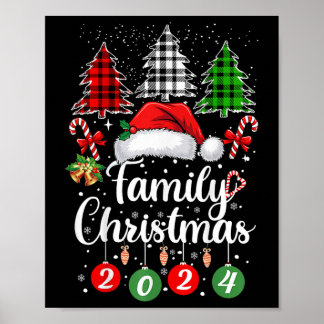 Affiche Famille Noël 2024 Cadeaux correspondants Xmas Squa