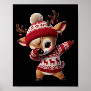 Affiche Famille Noël Dabbing Reinder Xmas Deer Kids G