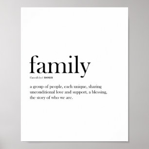 Affiche Famille noir et blanc, typographie scandi
