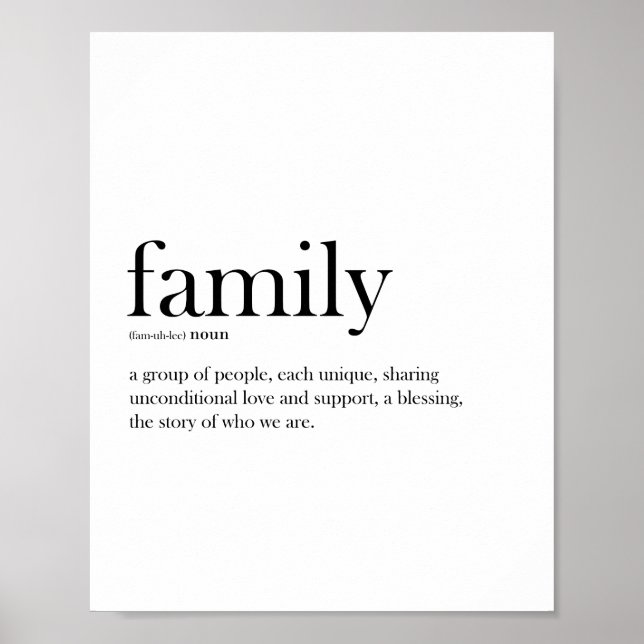 Affiche Famille noir et blanc, typographie scandi (Devant)
