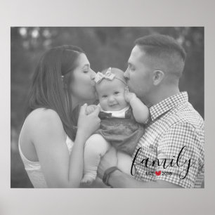 Affiche Famille Noire Est. Année avec Red Heart Family Pho