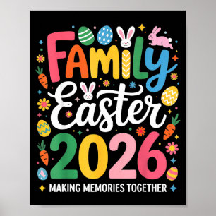 Affiche Famille Pâques 2026 Équipe assortie Lapin mignon H