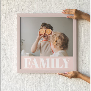 Affiche Famille Pastel Rose moderne Cadeau photo