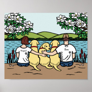 Affiche Famille personnalisée du Labrador jaune Brown B co