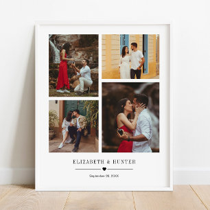 Affiche Famille personnalisée ou Mariage Couple 4 Photo Co