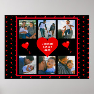 Affiche Famille Photo Collage Famille Coeur Noir Arrière -