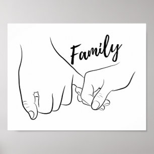 Affiche Famille Pinky Promise Minimal Line Art Mignonne Si