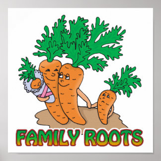 Affiche famille racines mignonne carotte dessin de famille