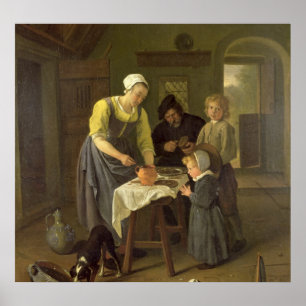 Affiche Famille rurale au temps de repas, c.1665