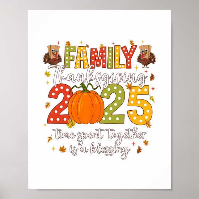 Affiche Famille Thanksgiving 2025 Thanksgiving Crew Dinde  (Devant)