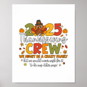 Affiche Famille Thanksgiving 2025 Thanksgiving Crew Dinde