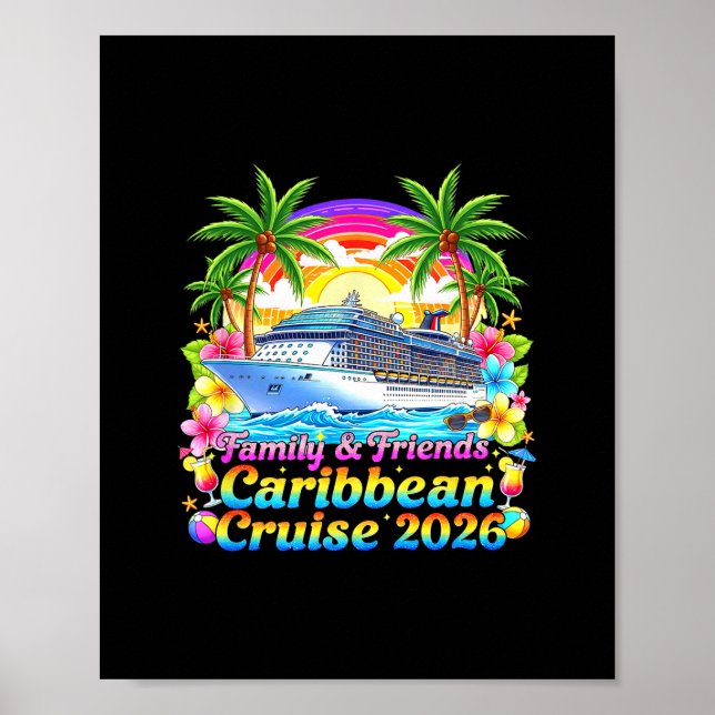 Affiche Family And Friends Caribbean Cruise 2026 Tee Beach (Devant)