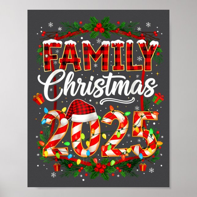 Affiche Family Christmas 2025 Xmas Lights Santa Pajamas Ho (Devant)