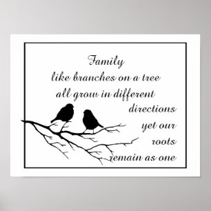 Affiche Family like branches on a tree Saying with Birds