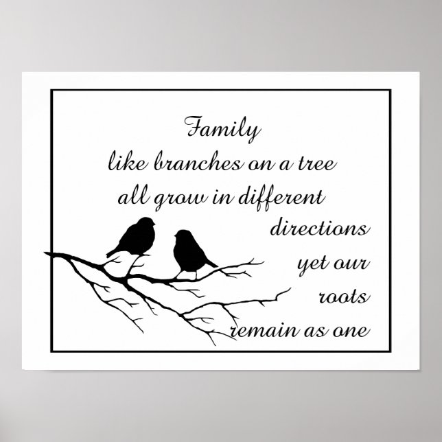 Affiche Family like branches on a tree Saying with Birds (Devant)