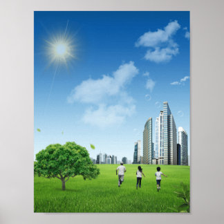Affiche Family Park Skyline Frutiger Aero