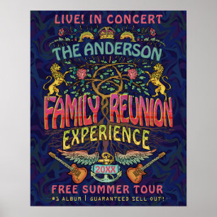 Affiche Family Reunion Band Retro les années 70 Concert Bi
