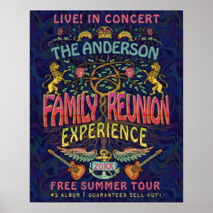 Affiche Family Reunion Band Retro les années 70 Concert No