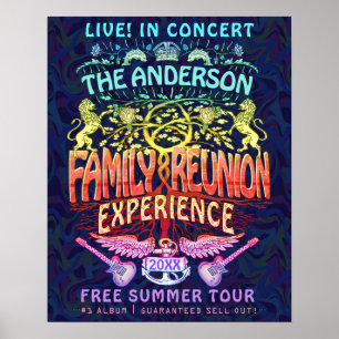 Affiche Family Reunion Band Retro les années 70 Concert We