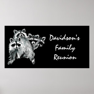 Affiche Family Reunion Custom Fundy Sign Cute Raccoon
