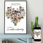 Affiche Family Together Love Heart Shape 36 Photo Collage<br><div class="desc">Créez votre propre affiche personnalisée avec 36 de vos photos préférées et votre (vos) nom(s) de famille. Le modèle photo est mis en place pour créer un collage photo en forme de coeur d'amour, affichant vos photos dans un mélange de formats portrait, paysage et instragram carré. Le design a un...</div>