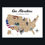 Affiche Family Travel Adventures USA Photo Collage<br><div class="desc">Capturez les aventures de voyage les plus mémorables de votre famille avec cette affiche USA Photo Map. Cette affiche photo collage est la façon idéale de montrer tous les endroits extraordinaires que votre famille a visités. La carte comprend les 50 états qui peuvent être remplis avec vos propres photos!</div>