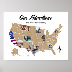 Affiche Family Travel Adventures USA Photo Collage
