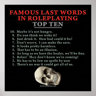 Affiche Famous Last Words in Roleplaying: Top Ten