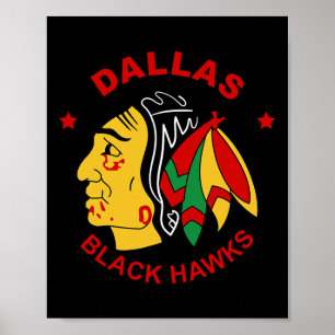 Affiche Fan de hockey vintage des Dallas Black Hawks