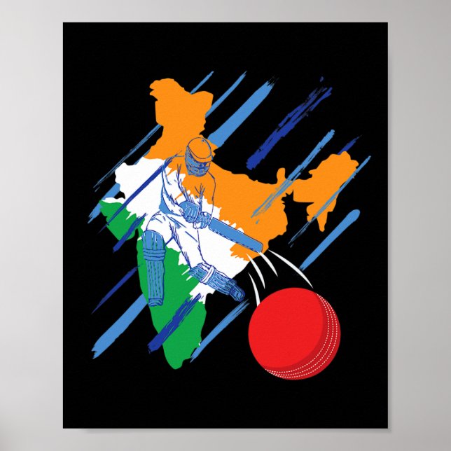 Affiche Fan ou joueur de cricket indien  (Devant)