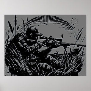 Affiche Fanatiques de la chasse au fusil Gris et Noir