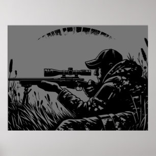 Affiche Fanatiques de la chasse au fusil Noir et gris