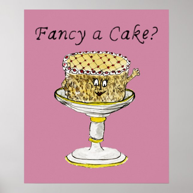 Affiche Fancy A Cake Drôle Quirky Fraise Cheesecake (Devant)