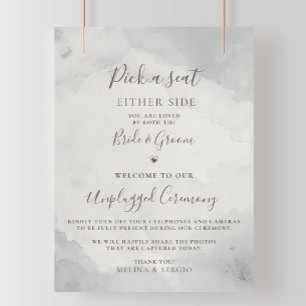 Affiche Fancy Classic Brown Wedding Unplugged Ceremony 