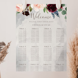 Affiche Fancy Classic Rose Flowers Wedding Seating Chart