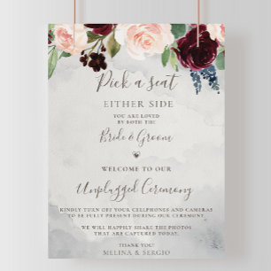 Affiche Fancy Classic Rose Mariage Unplugged Cérémonie