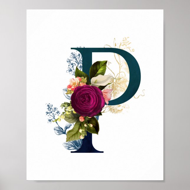 Affiche Fancy Floral Monogram Letter P   (Devant)