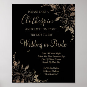 Affiche Fancy Lines Clothespin signe de jeu de douche nupt