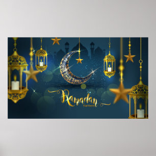 Affiche Fanoos Ramadan Bleu et Lune Or