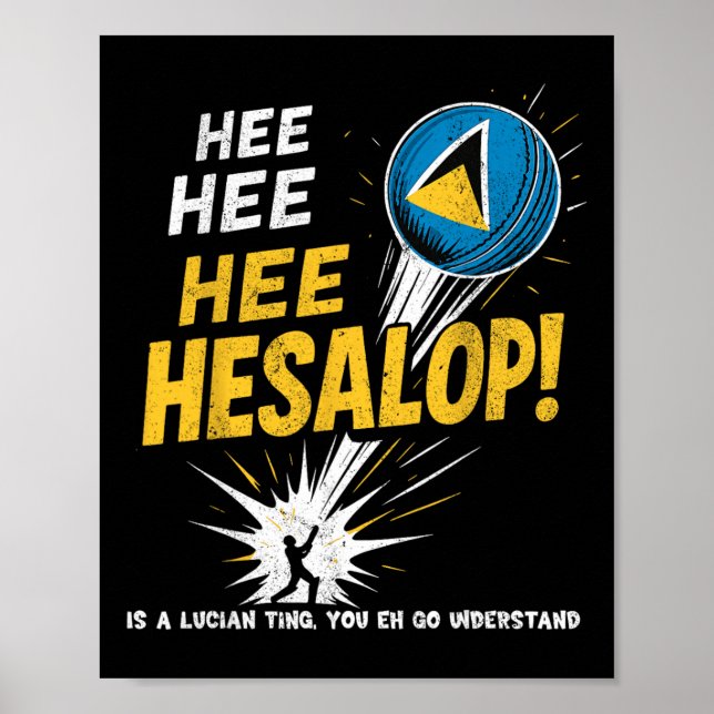 Affiche Fans de cricket drôles Hesalop Drapeau Saint-Lucie (Devant)