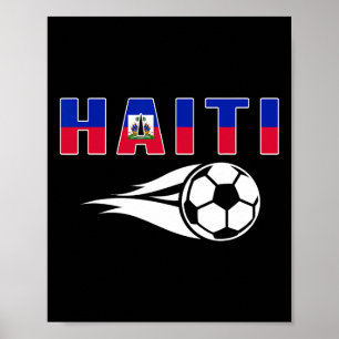 Affiche Fans de foot haïtiens fiers maillot drapeau haïtie