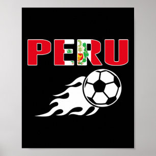 Affiche Fans de foot péruviens fiers maillot drapeau péruv