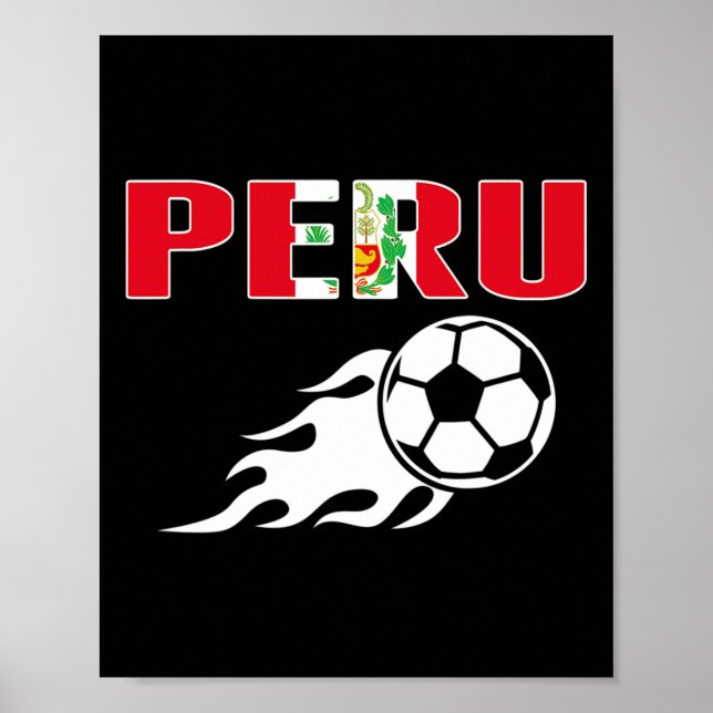 Affiche Fans de foot péruviens fiers maillot drapeau péruv (Devant)