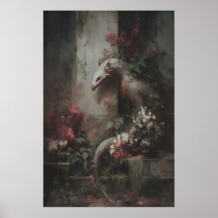 Affiche Fantaisie botanique Art de dragon, Créature gothiq