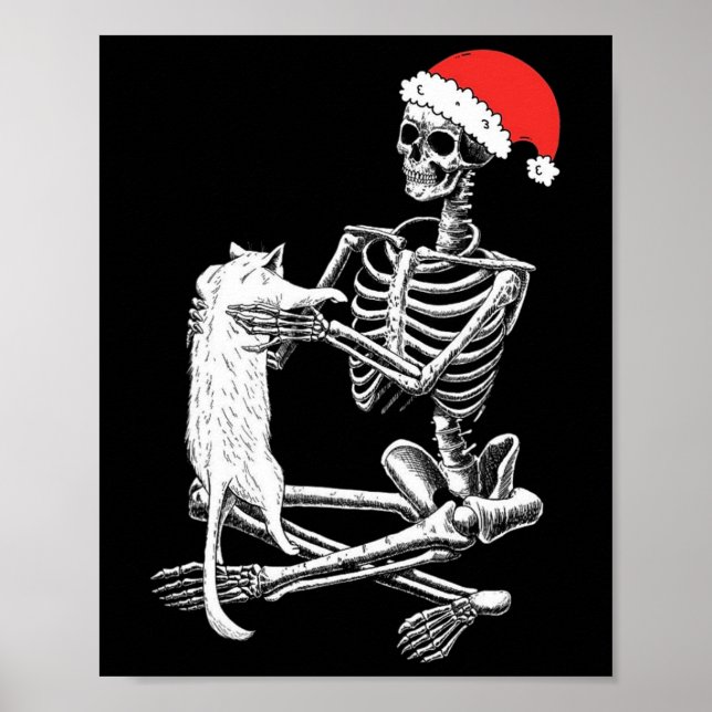 Affiche Fantaisie Crâne Chat Noël (Devant)